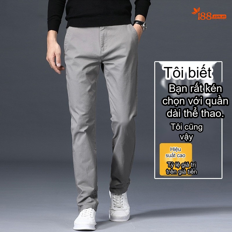 Quần Dài Nam Cotton Ống Đứng Co Giãn Thoải Mái Phong Cách Công Sở Màu Đen, Xám, Nâu chi tiết 2