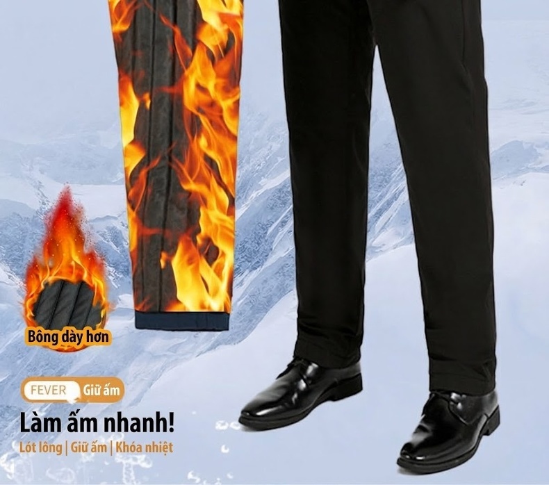 Quần Tây Nam Trung Niên Lót Lông Dáng Ôm Vừa Mùa Đông Màu Đen, Xanh Navy chi tiết 8