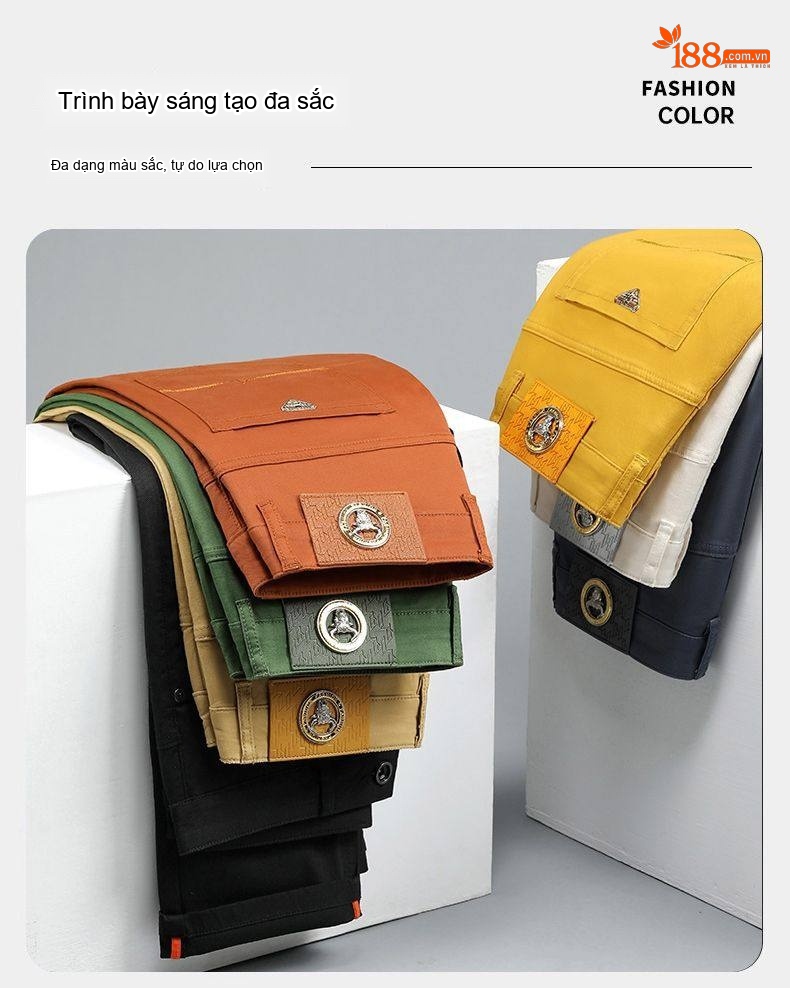 Quần Dài Nam Cotton Co Giãn Dáng Ôm Vừa Màu Đen, Trắng, Xám, Vàng... chi tiết 12