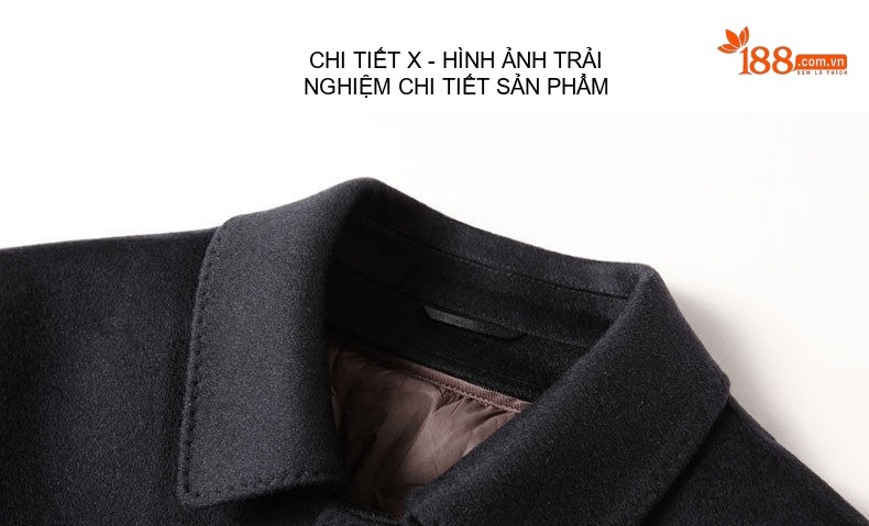 Áo Khoác Lông Cừu Nam Dáng Dài Cổ Bẻ Lót Lông Vũ Cao Cấp Màu Đen chi tiết 9