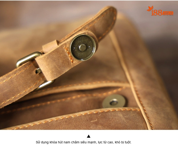Túi Đeo Chéo Nam Da Bò Thật Thủ Công Vintage Túi Đựng Ipad Màu Nâu chi tiết 17