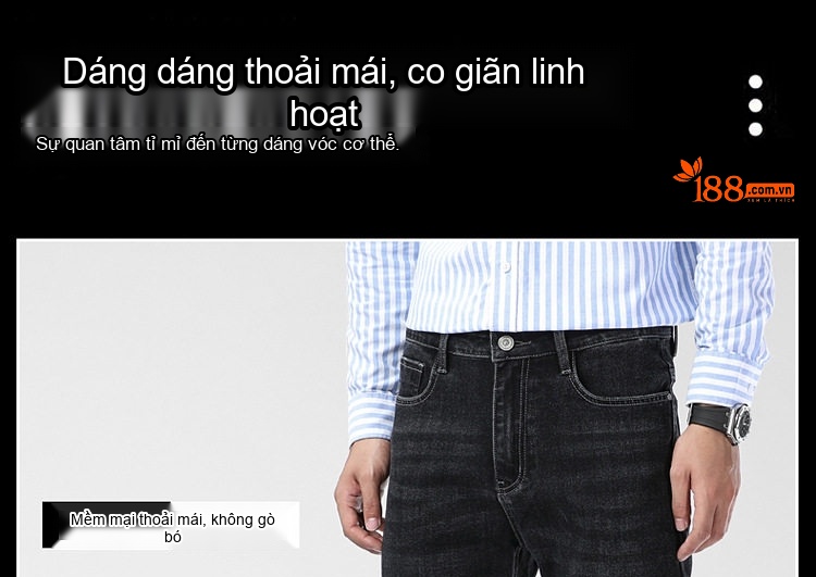 Quần Jean Dáng Suông Co Giãn Thu Đông Dày Dặn Lưng Cao Màu Xanh Đen, Đen chi tiết 26