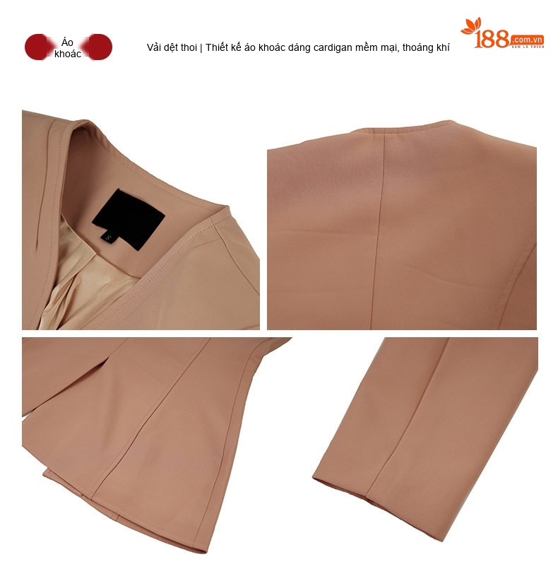 Set Áo Vest Công Sở Nữ Tay Lỡ và Chân Váy Bút Chì Dáng Dài Màu Hồng chi tiết 5