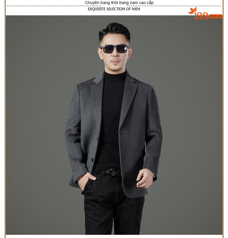 Áo Khoác Blazer Nam Hai Mặt Lông Cừu Áo Phao Lót Lông Vũ Có Thể Tháo Rời Màu Đen, Nâu, Xám chi tiết 10