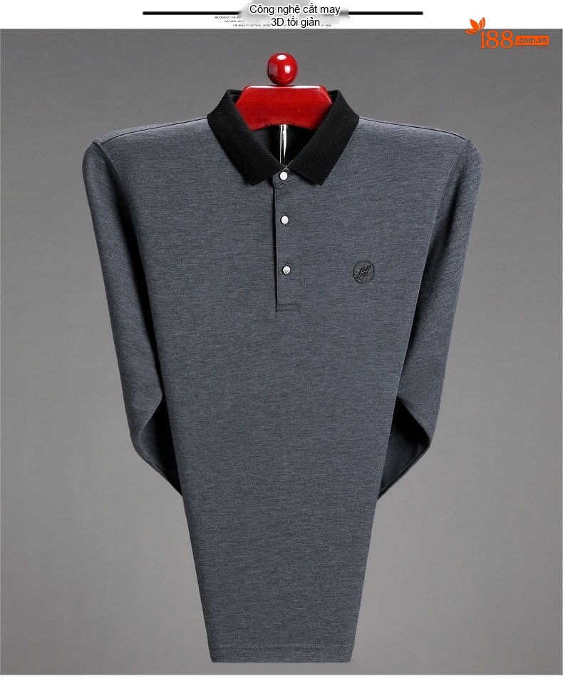 Áo Thun Polo Nam Tay Dài Cashmere Cổ Bẻ Phong Cách Doanh Nhân Màu Đen, Xám, Xanh Navy chi tiết 25
