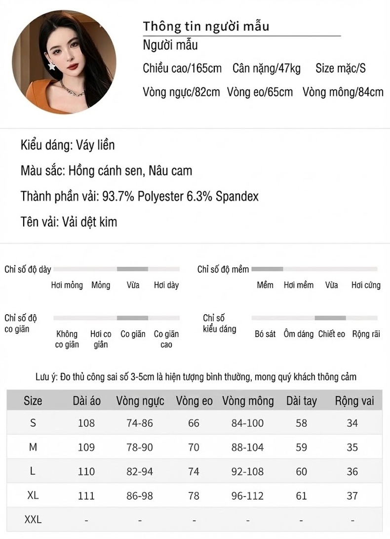Váy Dài Tay Nữ Cổ chữ Vuông Phong Cách Hepburn Thanh Lịch Màu Vàng, Đỏ chi tiết 2