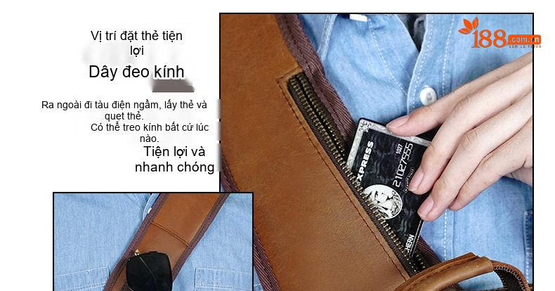 Túi đeo chéo ngực nam da bò đựng iPad 11 inch phong cách thể thao ngoài trời chi tiết 9