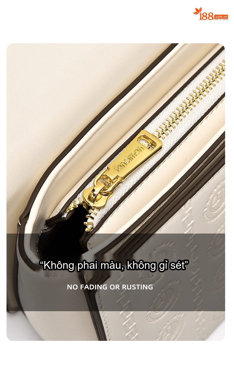Túi Đeo Vai Nữ Hình Hộp Chữ Nhật Quai Xích Da Bóng Màu Trắng, Be, Đen chi tiết 10