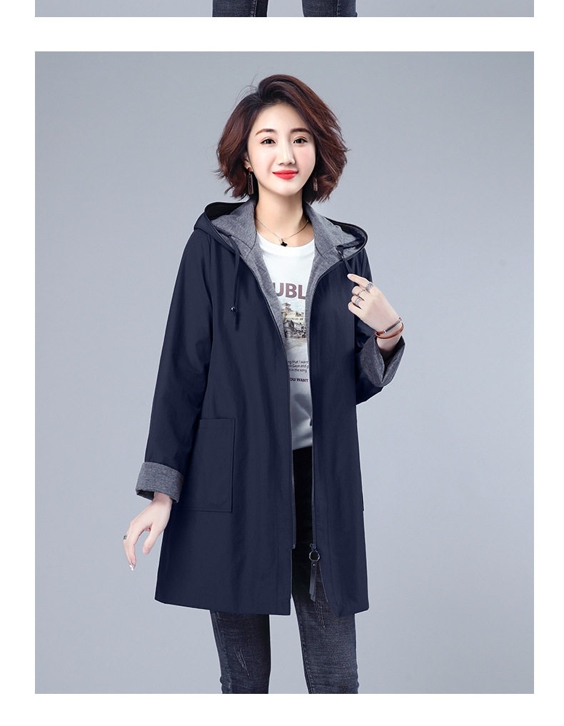 Áo Khoác Gió Nữ Dáng Dài Vừa Thu Đông Có Mũ Trẻ Trung Màu Be, Xanh Navy, Tím, Đỏ Tía chi tiết 5