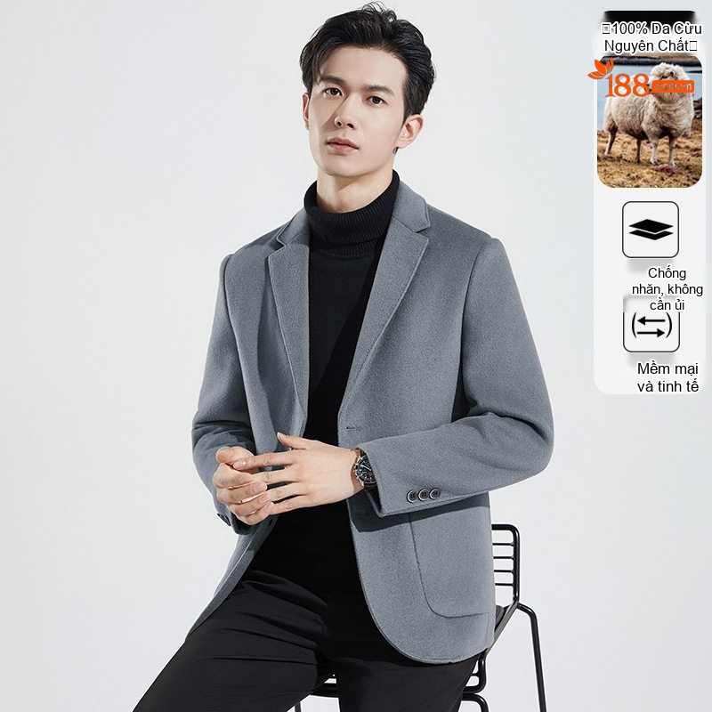 Áo Vest Nam 100% Lông Cừu Thu Đông Dáng Ôm Màu Nâu, Xám, Xanh Navy, Đen