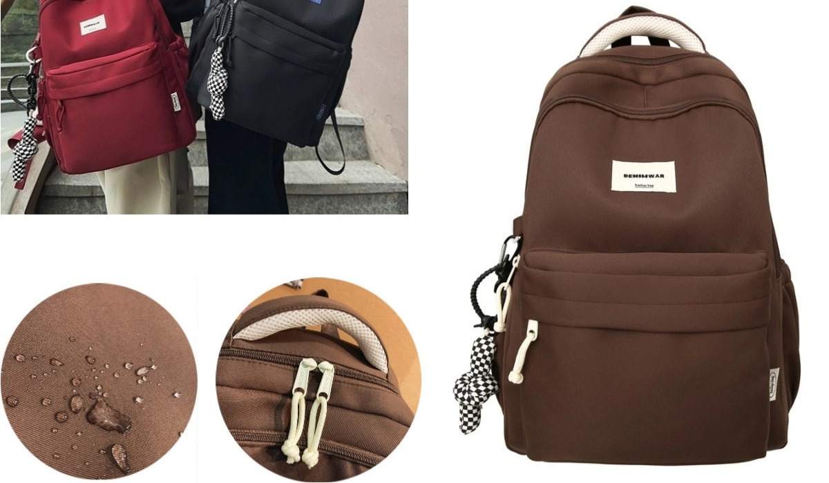 Balo Nữ Vải Oxford Thời Trang Hàn Quốc Dung Tích Lớn Đựng Laptop Đi Học Đi Làm Màu Đen chi tiết 11