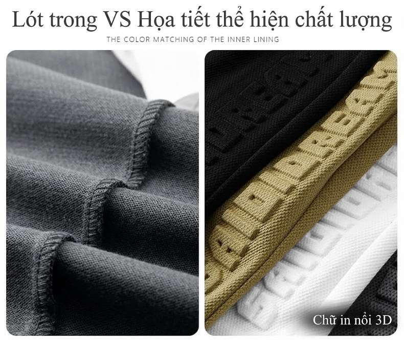 Quần Short Nam Cotton Dáng Rộng Lưng Thun Co Giãn Màu Đen, Trắng, Xám, Xanh Olive chi tiết 7