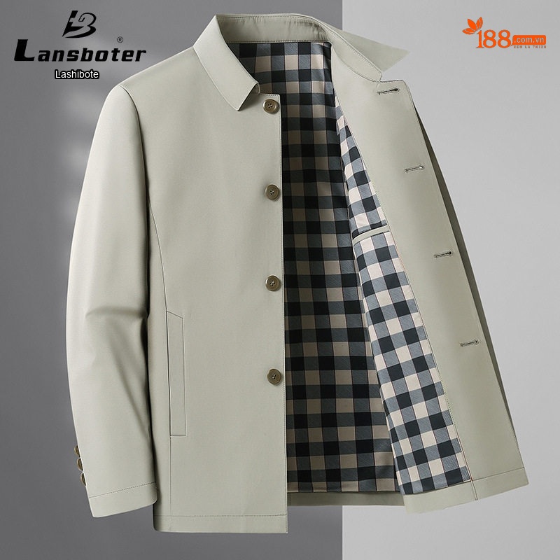 Áo Khoác Nam Cổ Bẻ Phong Cách Lịch Lãm Màu Xanh Navy, Đỏ Rượu, Kem, Đen