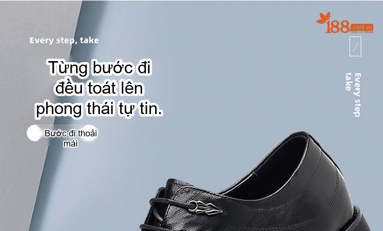 Giày Tây Buộc Dây Nam Da Cừu Chiều Cao Đế Khoảng 3cm Màu Đen chi tiết 1
