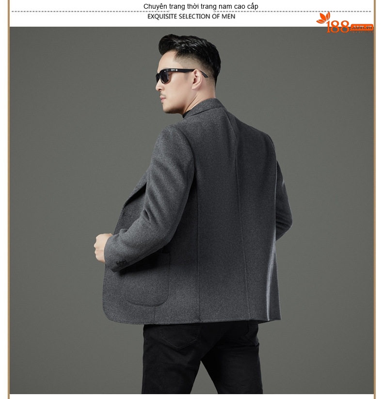 Áo Khoác Blazer Nam Hai Mặt Lông Cừu Áo Phao Lót Lông Vũ Có Thể Tháo Rời Màu Đen, Nâu, Xám chi tiết 11