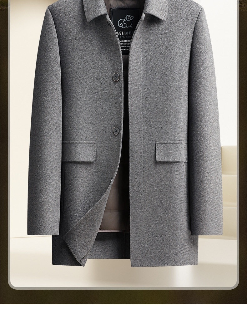 Áo Khoác Dạ Nam Lông Vũ Lót Trong Tháo Rời Phong Cách Business Casual Màu Xám chi tiết 2