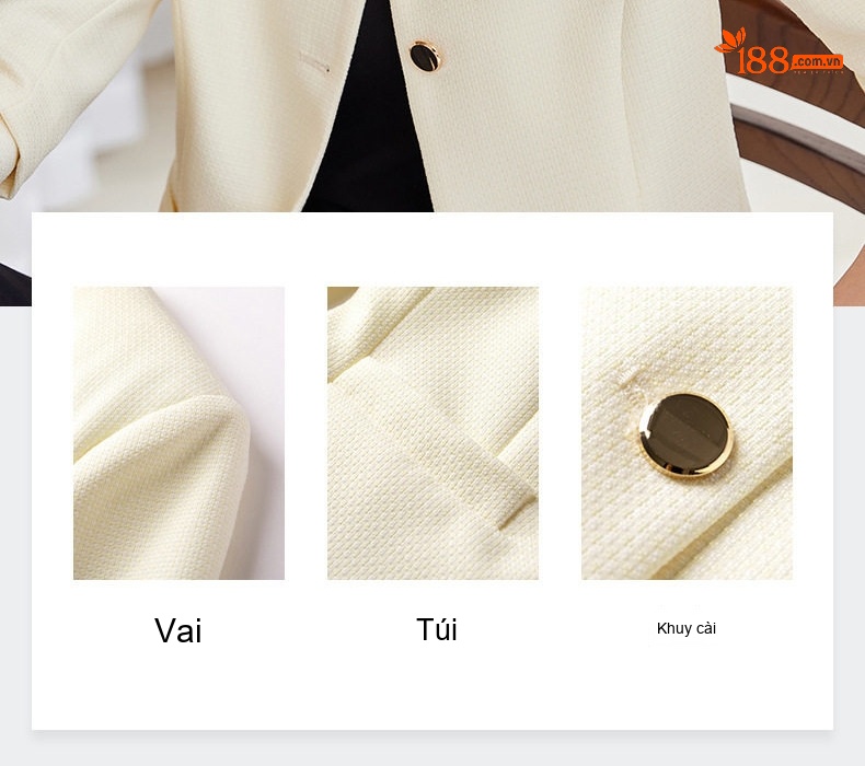 Áo Khoác Blazer Nữ Phong Cách Hàn Quốc Công Sở Thanh Lịch Màu Hồng, Kem, Xanh, Vàng chi tiết 7