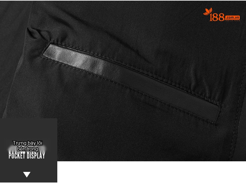 Áo Khoác Da Cừu Nam Cổ Bẻ Kiểu Bomber Màu Đen chi tiết 17