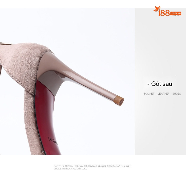 Giày Cao Gót Nữ Mũi Nhọn Quai Mảnh Chiều Cao Đế Khoảng 7cm Phong Cách Tiểu Thư Màu Đen, Be chi tiết 5