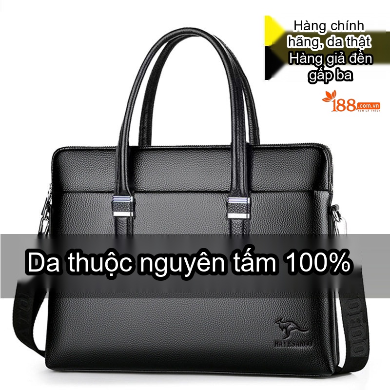 Túi Đeo Chéo Nam Da Thật Vintage Túi Du Lịch Da Bò Dáng Hộp Màu Nâu chi tiết 14