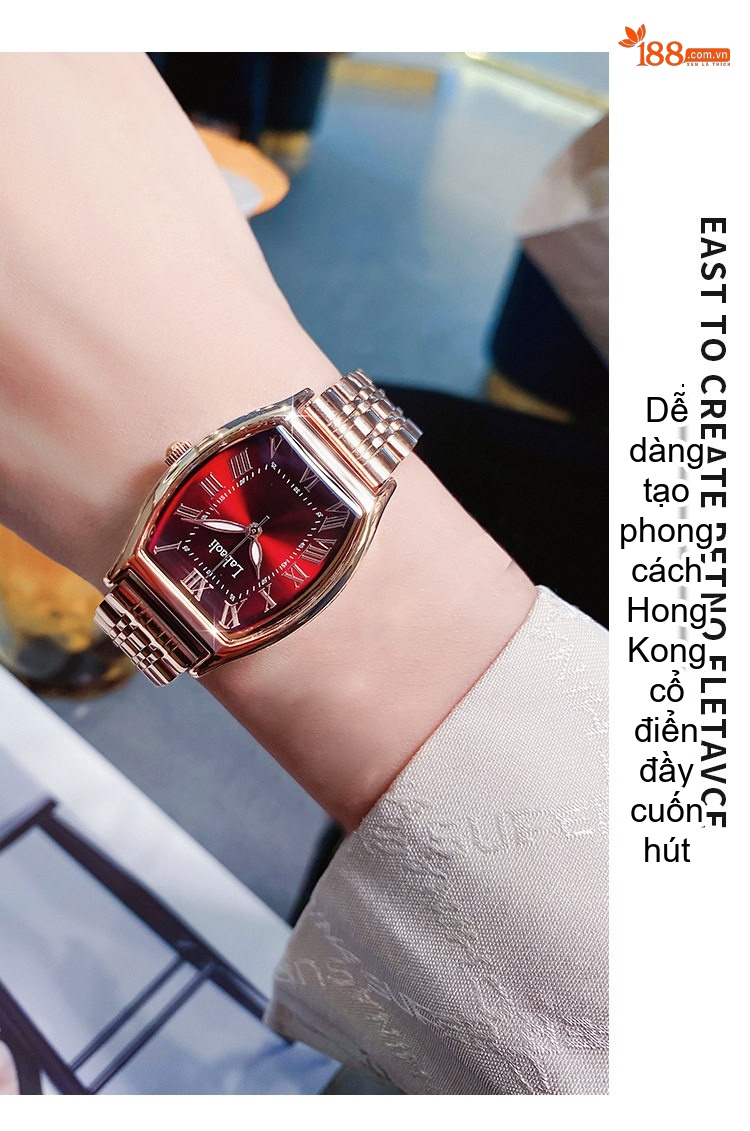 Đồng Hồ Nữ Labaoli Dây Kim Loại Màu Vàng Hồng Mặt Xanh Lá, Đỏ, Xanh Dương, Tím... chi tiết 14