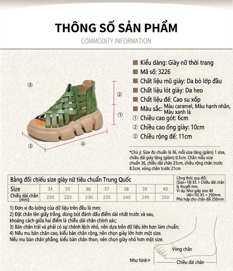 Dép Sandal Nữ Quai Đan Hở Ngón Đế Bệt Thoáng Khí Đế Cao 4cm - 5cm Màu Nâu, Xanh Lá, Kem chi tiết 2