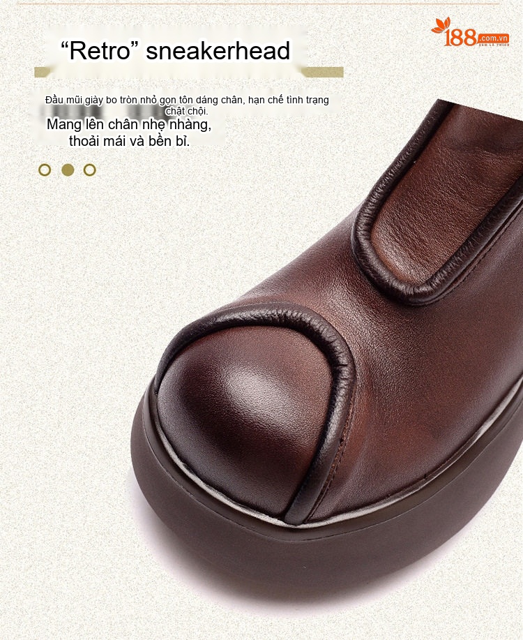 Boot Nữ Da Bò Lót Lông Cao Cấp Chiều Cao Đế Khoảng 6cm Màu Đen, Nâu chi tiết 4