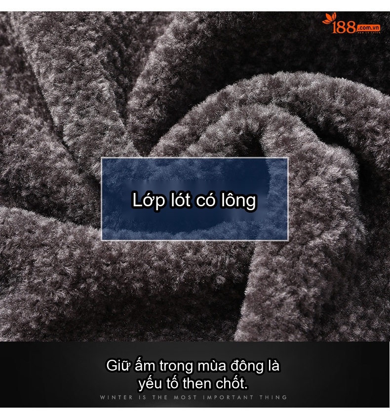 Áo Khoác Lót Lông Cổ Trụ Dày Dặn Chống Gió Cho Bố Màu Đen chi tiết 10