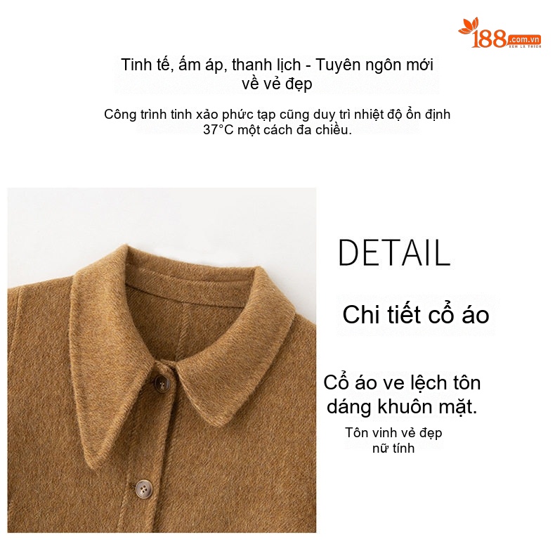 Set Áo Khoác Lửng Nữ và Chân Váy Bút Chì Vải Lông Cừu Hai Mặt Phong Cách Hàn Quốc Màu Nâu, Xám, Kem chi tiết 9