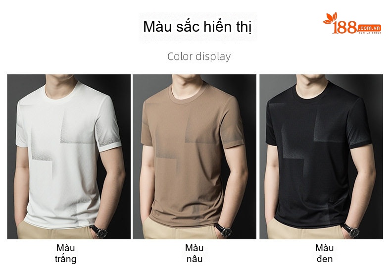 Áo Thun Cổ Tròn Tay Ngắn Nam Thoáng Khí Phong Cách Hàn Quốc Màu Đen, Nâu, Trắng chi tiết 2