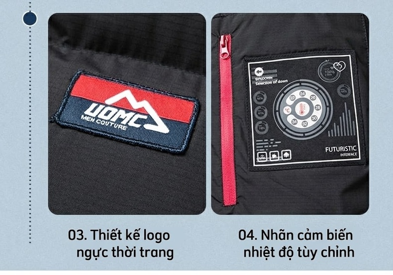 Áo Khoác Phao Nam Ba Lớp Chống Thấm Nước Mũ Rời Siêu Ấm chi tiết 18