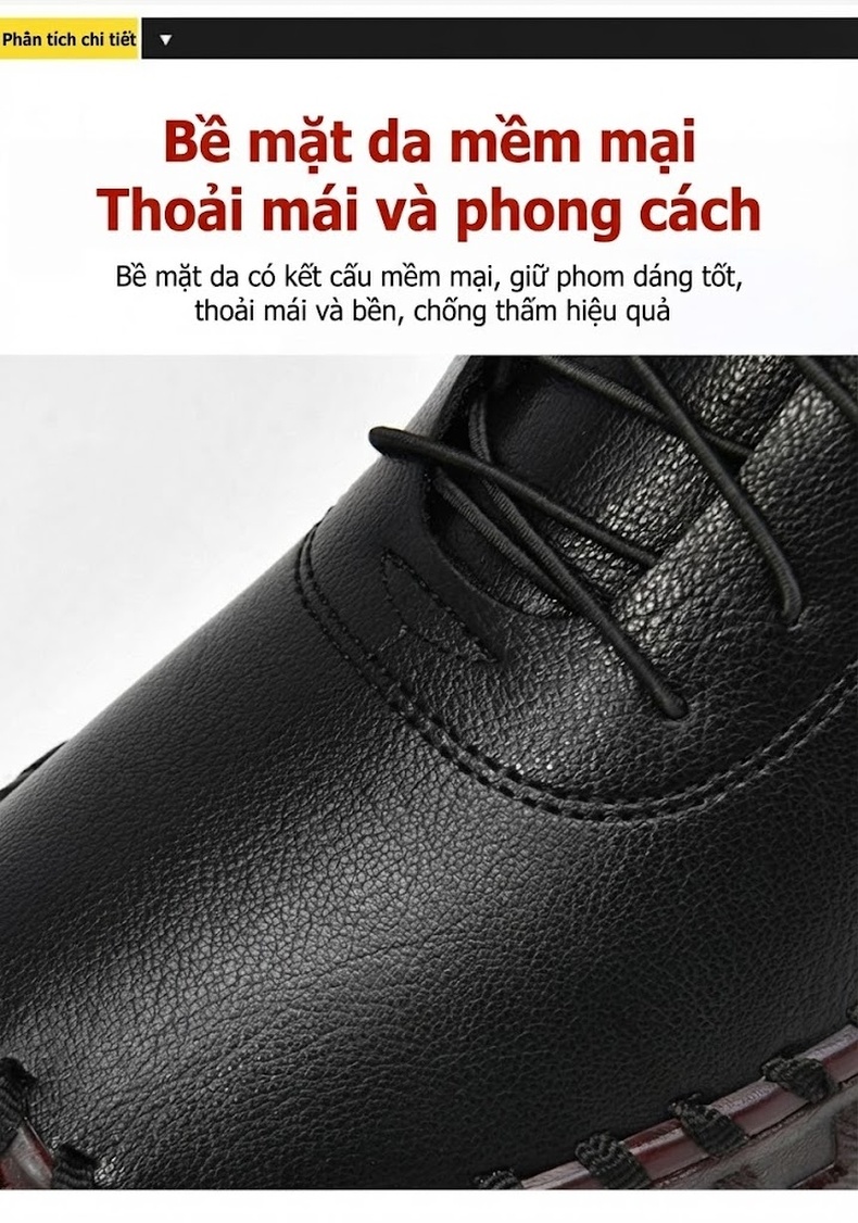 Giày Cao Cổ Nữ Lót Lông Giữ Ấm Chiều Cao Đế Khoảng 3cm Màu Kem, Đen, Đỏ, Nâu chi tiết 10