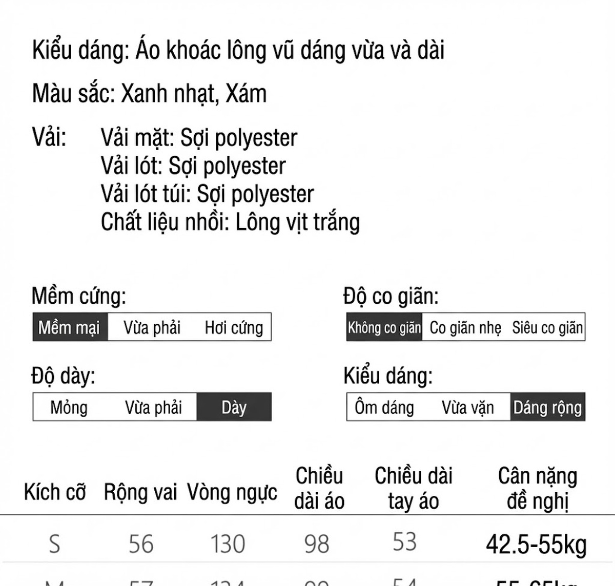 Áo Khoác Phao Nữ Dáng Dài Vừa Phong Cách Hàn Quốc Màu Xanh, Xám chi tiết 11