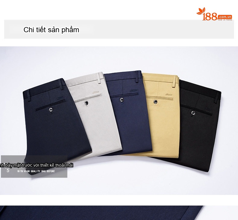 Quần Tây Nam Ống Đứng Vải Lyocell Co Giãn Thoải Mái Màu Đen, Xanh Navy chi tiết 23