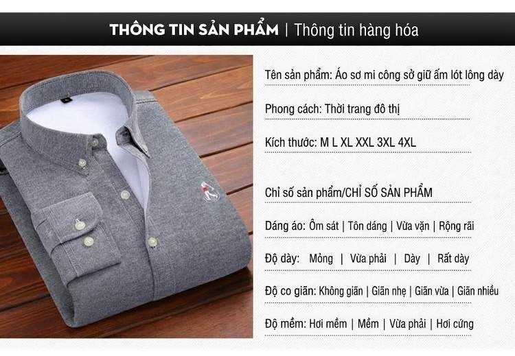 Áo Sơ Mi Nam Dài Tay Cotton Oxford Lót Lông Dày Dặn Thêu Hình Màu Xanh Dương, Xanh Navy, Tím, Đỏ... chi tiết 4