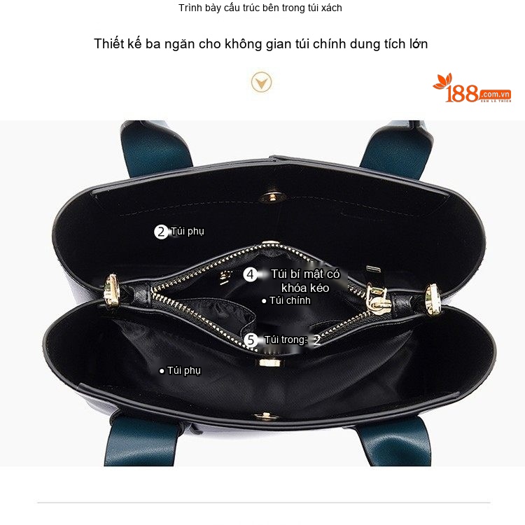 Túi Tote Nữ Da Mờ Sức Chứa Lớn Cao Cấp Đeo Vai Đi Làm Hàng Ngày Màu Đen, Xanh