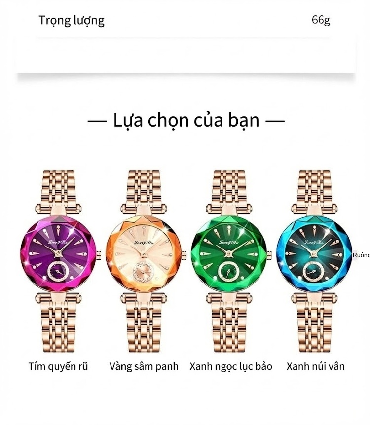 Đồng Hồ Nữ Longbo Kim Loại Hai Kim Rưỡi Chống Nước Phong Cách Tối Giản Màu Xanh Dương, Xanh Lá, Vàng, Tím... chi tiết 12