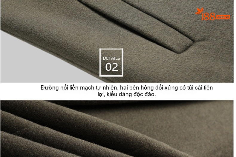 Áo Khoác Dạ Nam Dáng Dài Double Breasted Chất Liệu Lông Cừu Màu Đen, Nâu, Xám chi tiết 14