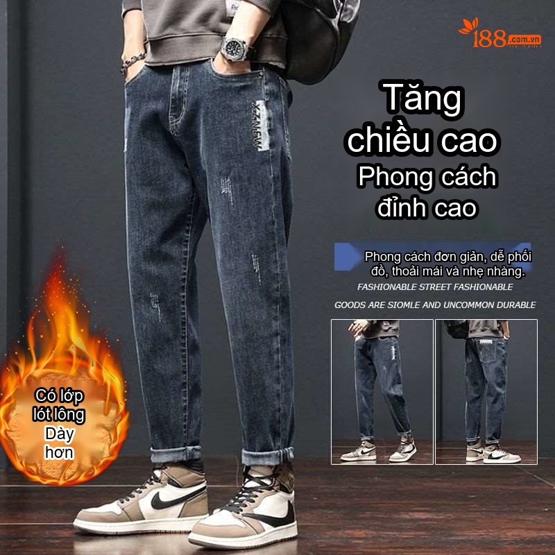 Quần Jean Nam Dáng Ôm Vừa Vặn Thoải Mái Màu Xám Đen chi tiết 20