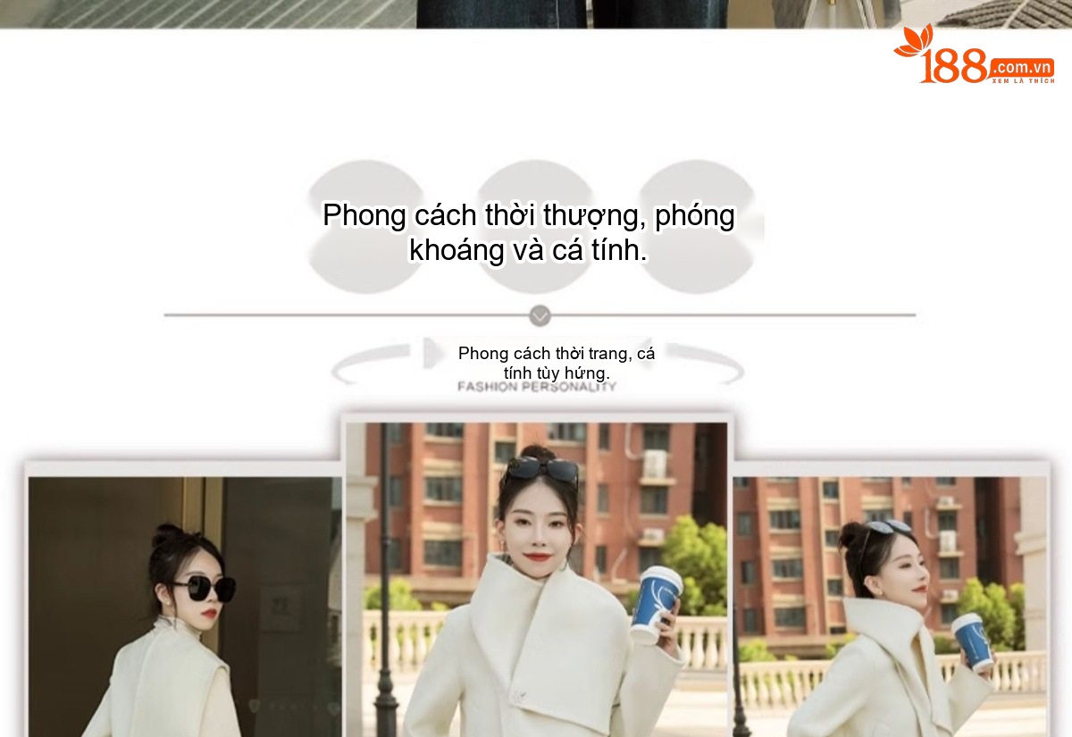 Áo Khoác Nữ Tiểu Hương Phong Lông Cừu Áo Dạ Ngắn Hai Mặt Màu Trắng, Đen chi tiết 4