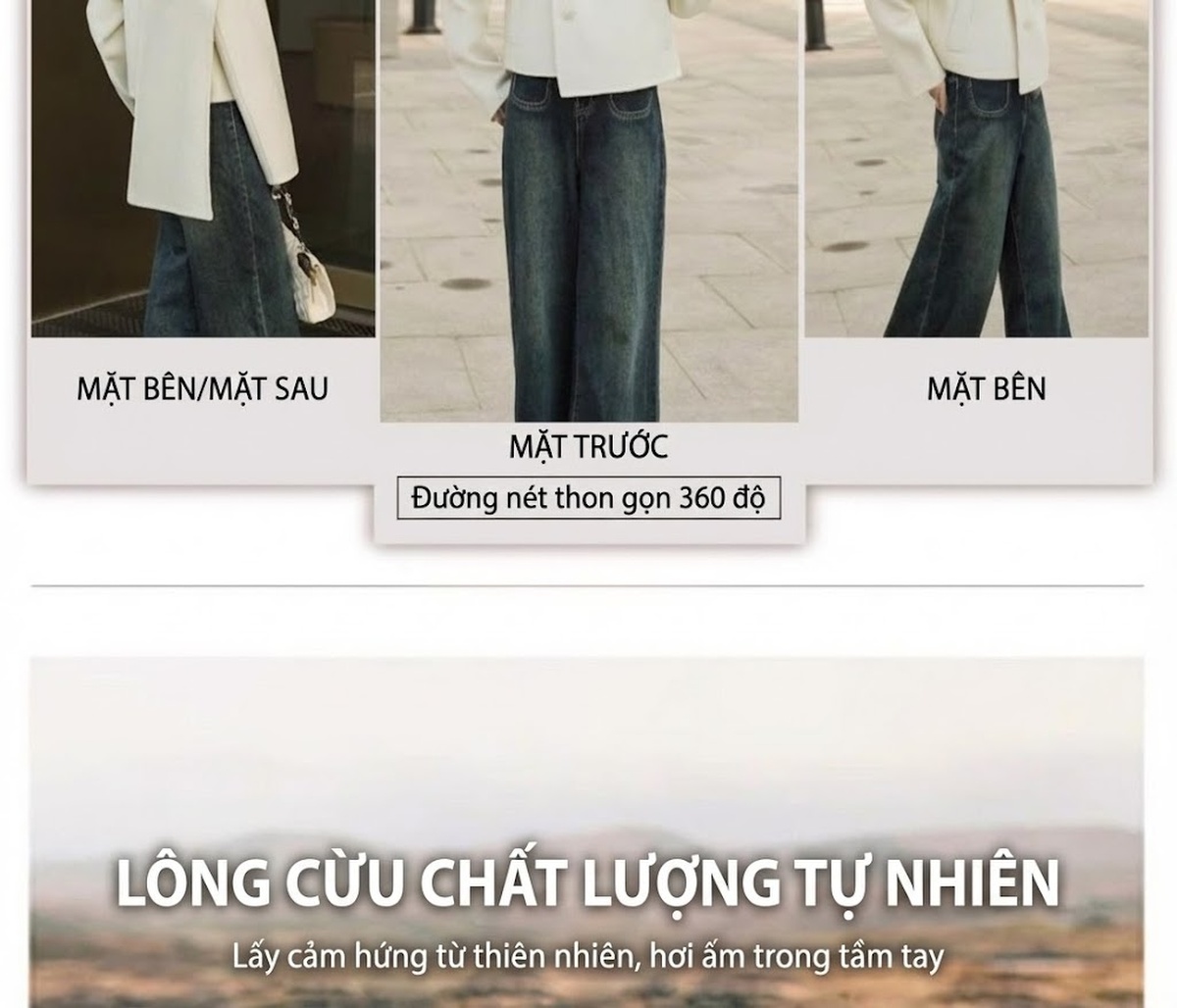Áo Khoác Nữ Tiểu Hương Phong Lông Cừu Áo Dạ Ngắn Hai Mặt Màu Trắng, Đen chi tiết 5