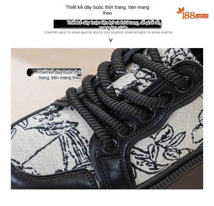 Giày Sneaker Nữ Đế Dày Thêu Họa Tiết Chiều Cao Đế Khoảng 5cm Màu Đen, Trắng chi tiết 9