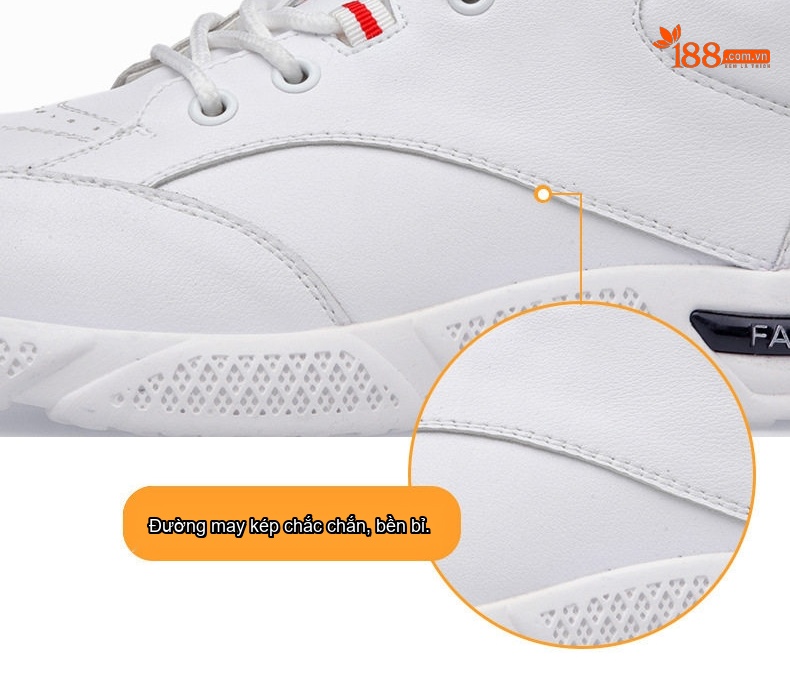 Giày Thể Thao Nam Da Bóng Chiều Cao Đế 5cm Màu Trắng, Đen chi tiết 15