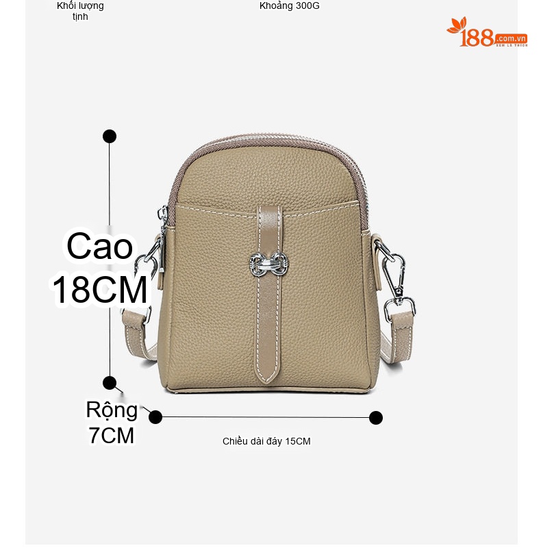 Túi Đeo Chéo Nữ Da Thật Mini Cao Cấp Màu Đen, Nâu, Be chi tiết 4
