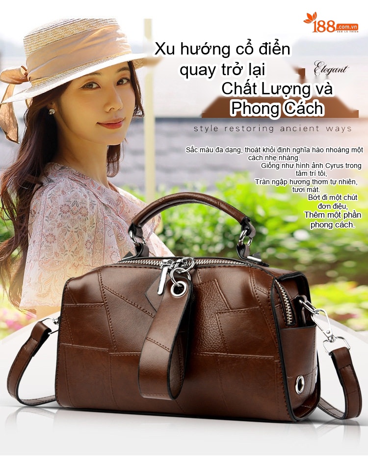Túi Đeo Chéo Nữ Một Ngăn Phong Cách Thời Trang Màu Đen, Trắng, Nâu chi tiết 3