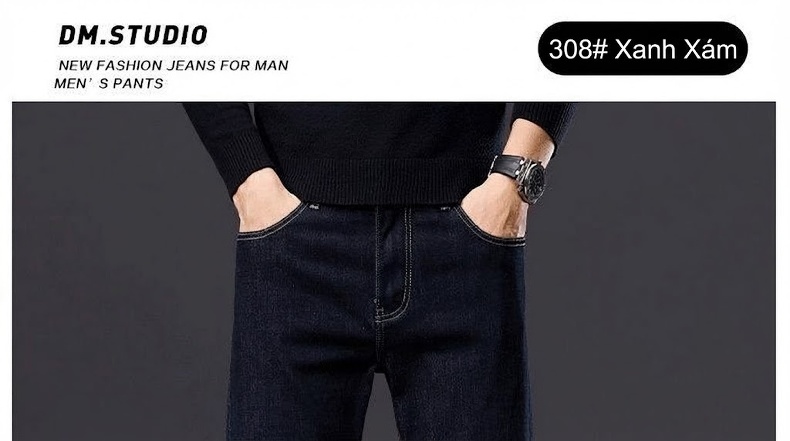 Quần Jean Nam Ống Đứng Rộng Dáng Suông Phong Cách Lịch Lãm Màu Xám Khói chi tiết 20