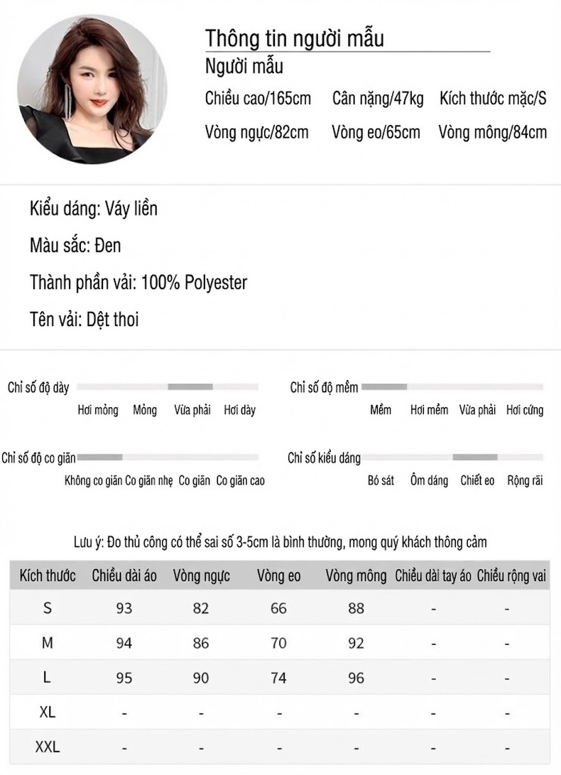 Váy Tiểu Thư Đen Cổ chữ Vuông Tay Bồng Dáng Ôm Phong Cách Retro chi tiết 2