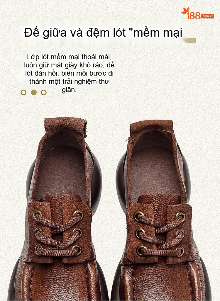 Giày Oxford Nữ Da Bò Buộc Dây Chiều Cao Đế Khoảng 4cm Phong Cách Retro Màu Đen, Nâu chi tiết 7