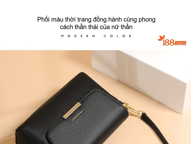 Túi Đeo Chéo Nữ Da Bóng Dáng Hộp Quai Xách Tay Màu Đen, Xám chi tiết 7