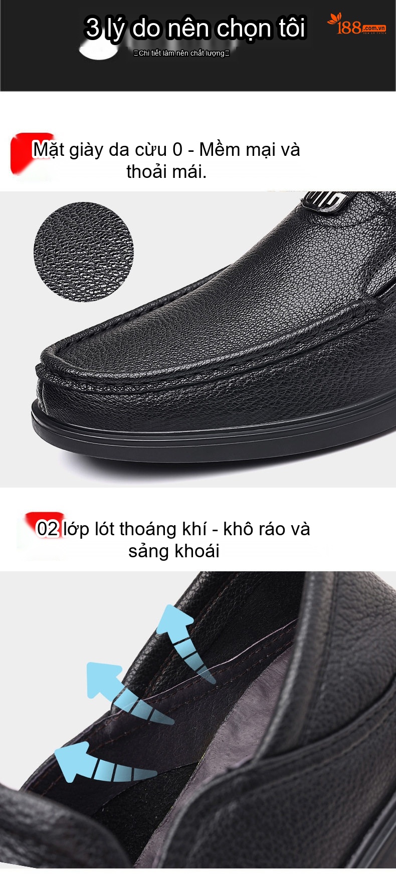 Giày Lười Nam Da Cừu Chiều Cao Đế Khoảng 3cm Màu Đen, Nâu chi tiết 8